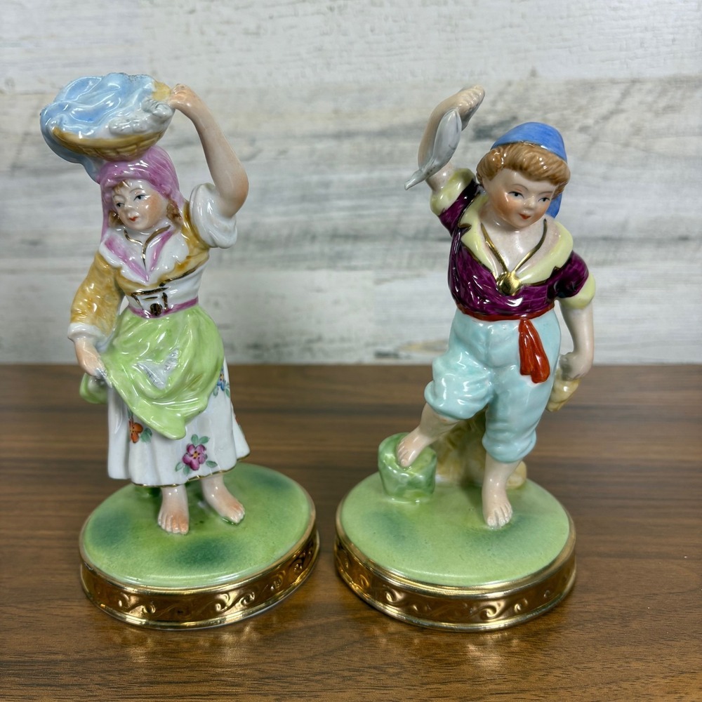 Vintage Royal Vienna Porcelain Hand Painted Figurine Glazed Finish Lot of Two
